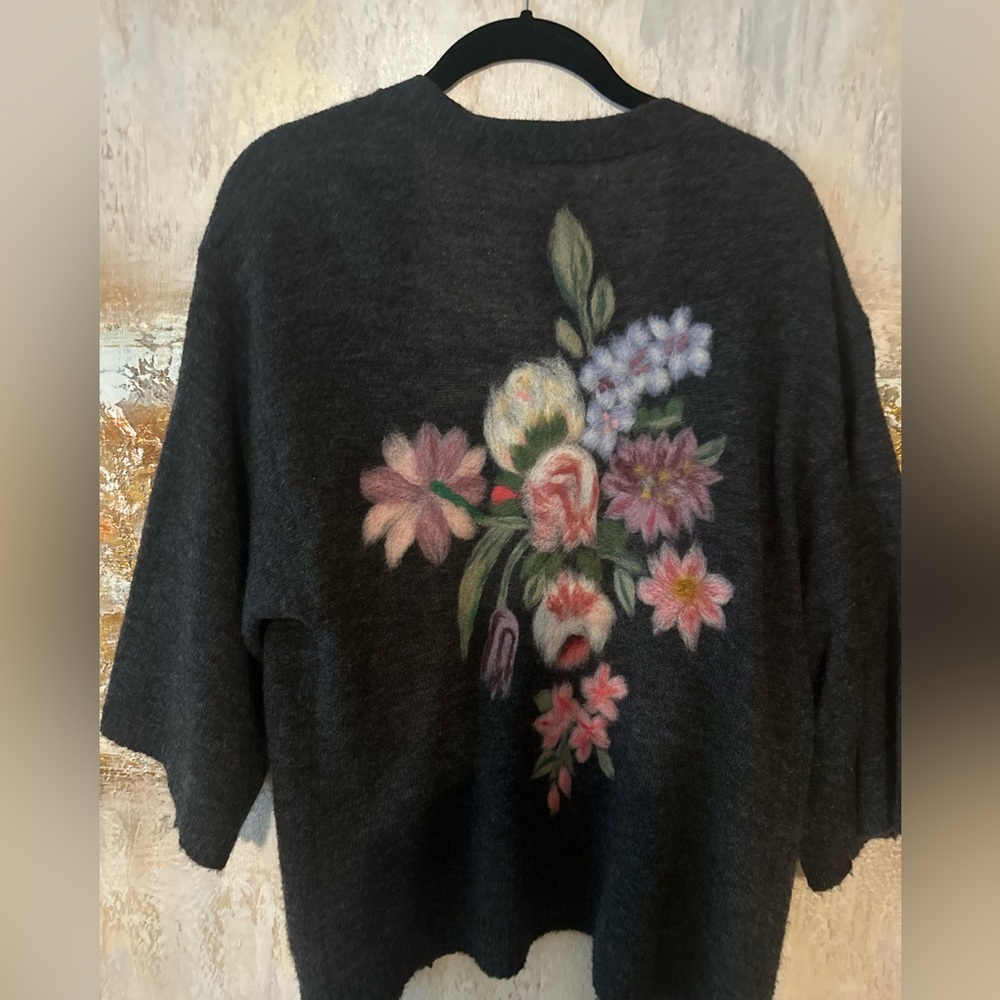 Floral Back Cardigan Sweater